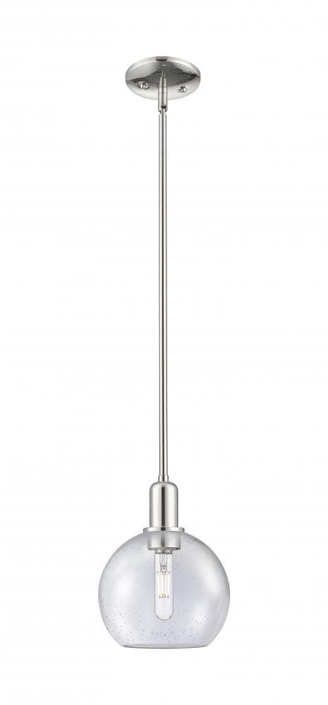 Athens - 1 Light - 8 inch - Polished Nickel - Stem hung - Mini Pendant
