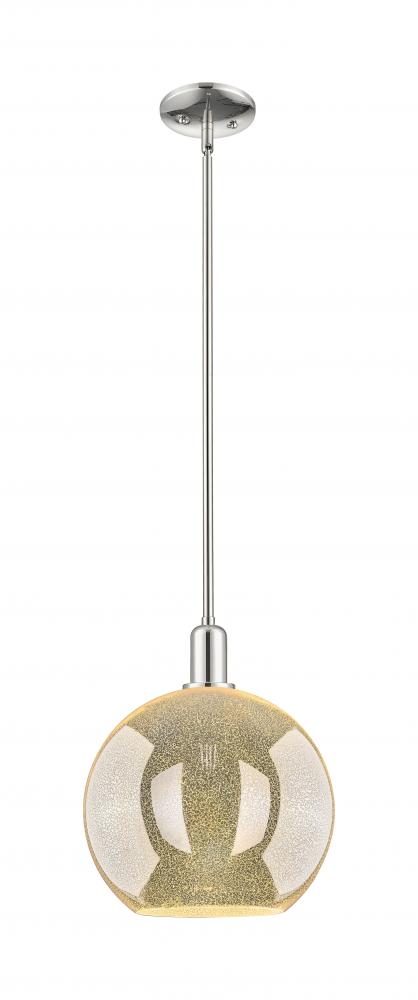 Athens - 1 Light - 12 inch - Polished Nickel - Stem hung - Mini Pendant