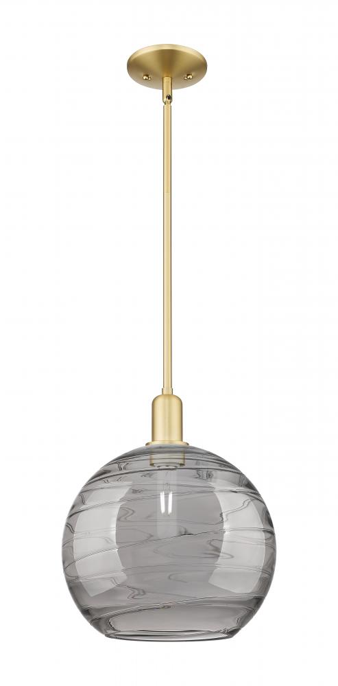 Athens Deco Swirl - 1 Light - 12 inch - Satin Gold - Stem hung - Mini Pendant