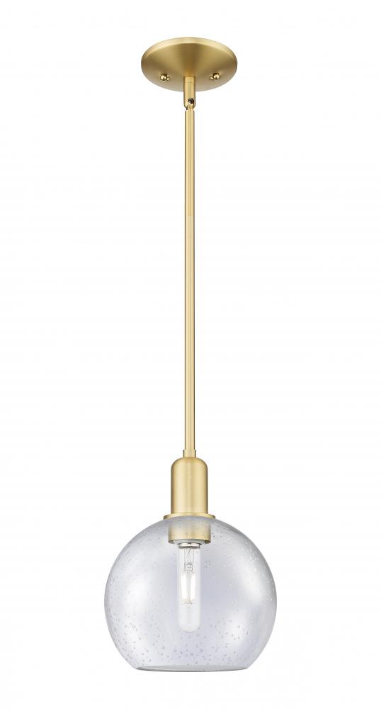 Athens - 1 Light - 8 inch - Satin Gold - Stem hung - Mini Pendant