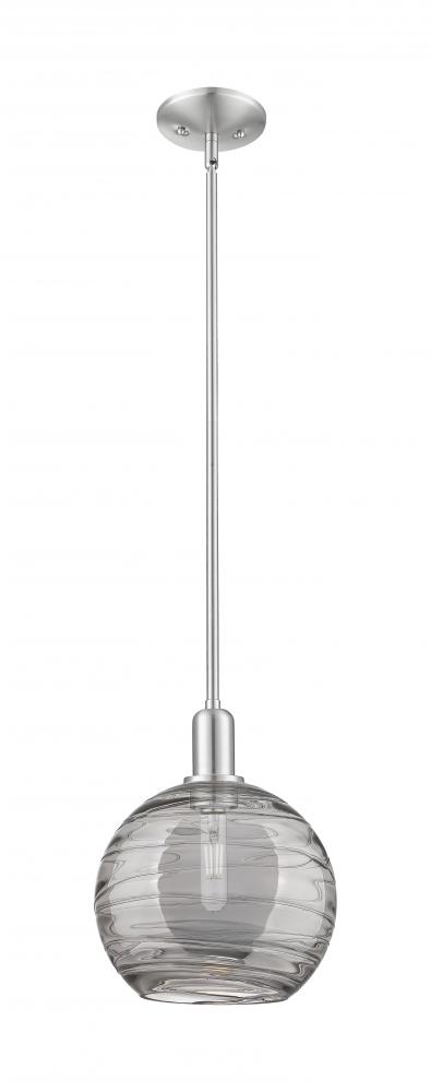 Athens Deco Swirl - 1 Light - 10 inch - Brushed Satin Nickel - Stem hung - Mini Pendant