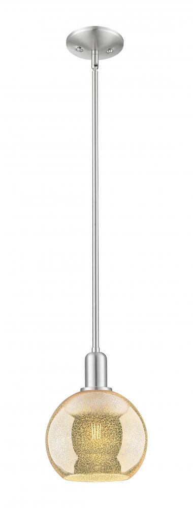 Athens - 1 Light - 8 inch - Brushed Satin Nickel - Stem hung - Mini Pendant