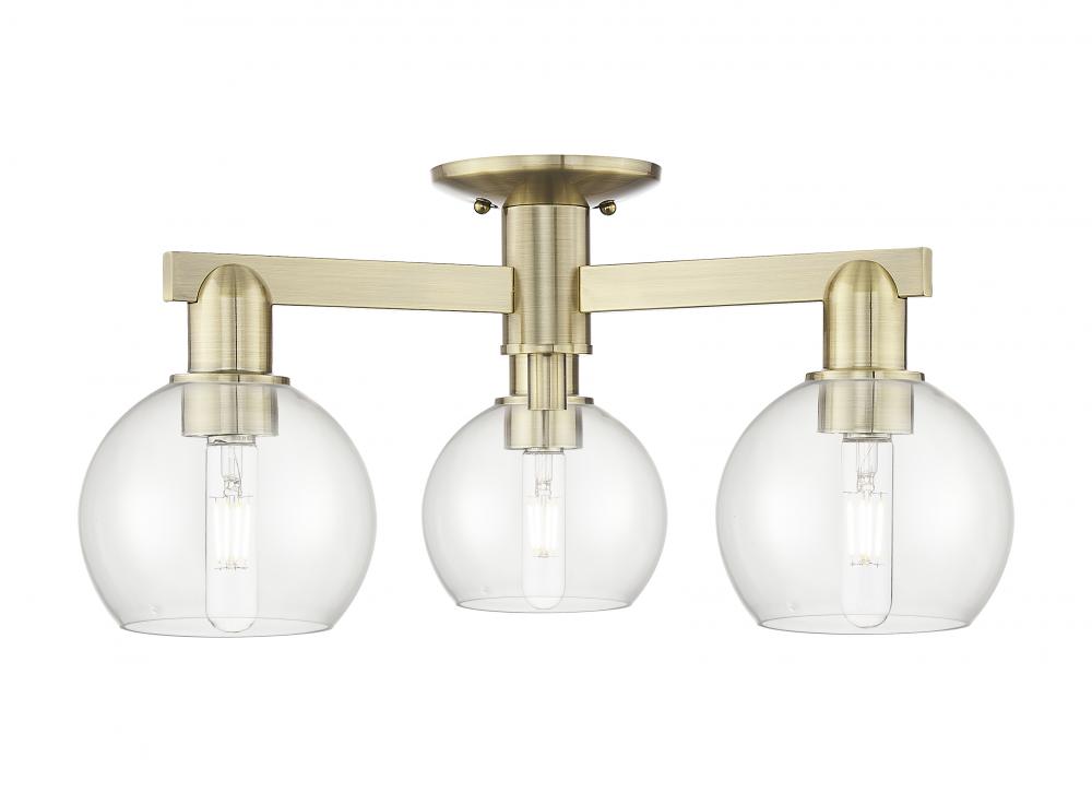Athens - 3 Light - 23 inch - Antique Brass - Semi-Flush Mount