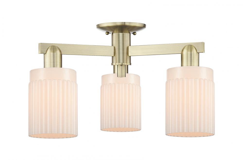 Hadley - 3 Light - 22 inch - Antique Copper - Semi-Flush Mount