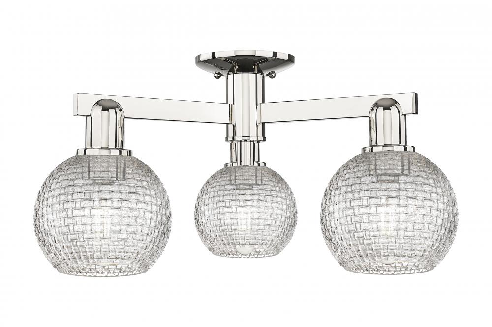 Athens - 3 Light - 23 inch - Polished Nickel - Semi-Flush Mount