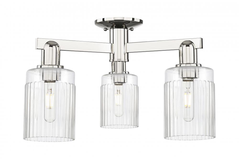 Hadley - 3 Light - 22 inch - Brushed Brass - Semi-Flush Mount