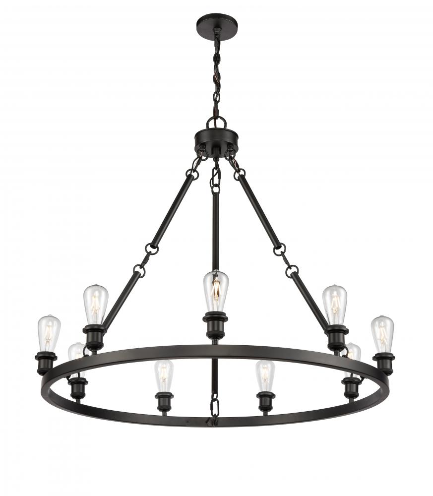 Saloon - 9 Light - 40 inch - Matte Black - Chain Hung - Chandelier