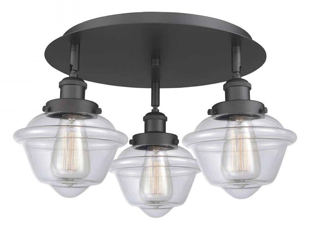 Oxford - 3 Light - 19 inch - Matte Black - Flush Mount