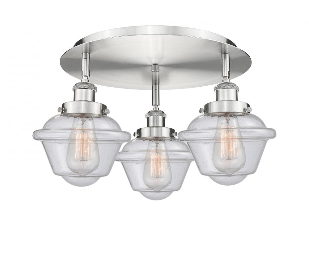 Oxford - 3 Light - 19 inch - Satin Nickel - Flush Mount