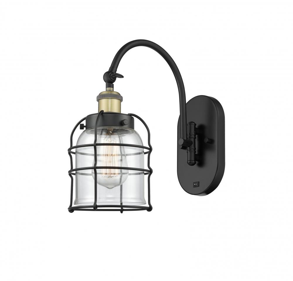 Bell Cage - 1 Light - 6 inch - Black Antique Brass - Adjustable Swing Arm