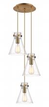 Innovations Lighting 113-410-1PS-BB-G411-8SDY - Newton Cone - 3 Light - 16 inch - Brushed Brass - Multi Pendant