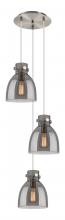 Innovations Lighting 113-410-1PS-SN-G412-8SM - Newton Bell - 3 Light - 16 inch - Brushed Satin Nickel - Multi Pendant