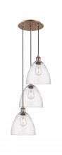 Innovations Lighting 113B-3P-AC-GBD-94 - Bristol - 3 Light - 16 inch - Antique Copper - Cord Hung - Multi Pendant