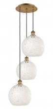 Innovations Lighting 113B-3P-BB-G1216-10WM - White Mouchette - 3 Light - 17 inch - Brushed Brass - Cord Hung - Multi Pendant