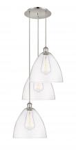 Innovations Lighting 113B-3P-PN-GBD-122 - Bristol - 3 Light - 19 inch - Polished Nickel - Cord Hung - Multi Pendant