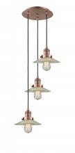 Innovations Lighting 113F-3P-AC-G2 - Halophane - 3 Light - 16 inch - Antique Copper - Cord hung - Multi Pendant