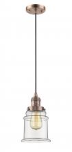 Innovations Lighting 201C-AC-G182 - Canton - 1 Light - 6 inch - Antique Copper - Cord hung - Mini Pendant