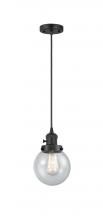 Innovations Lighting 201CSW-BK-G204-6 - Beacon - 1 Light - 6 inch - Matte Black - Cord hung - Mini Pendant