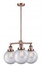 Innovations Lighting 207-AC-G202-8-LED - Beacon - 3 Light - 22 inch - Antique Copper - Stem Hung - Chandelier