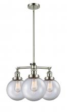 Innovations Lighting 207-PN-G202-8 - Beacon - 3 Light - 22 inch - Polished Nickel - Stem Hung - Chandelier