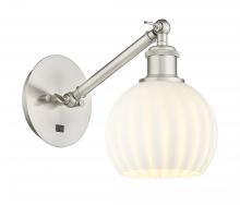 Innovations Lighting 317-1W-SN-G1217-6WV - White Venetian - 1 Light - 6 inch - Brushed Satin Nickel - Adjustable Sconce