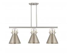 Innovations Lighting 410-3I-SN-M411-10SN - Newton Cone - 3 Light - 42 inch - Satin Nickel - Island Light