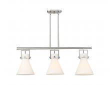 Innovations Lighting 411-3I-SN-G411-10WH - Newton Cone - 3 Light - 42 inch - Satin Nickel - Island Light