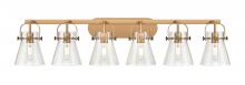 Innovations Lighting 423-6W-BB-G411-6SDY - Pilaster II Cone - 6 Light - 46 inch - Brushed Brass - Bath Vanity Light