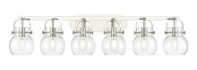 Innovations Lighting 423-6W-PN-G410-6CL - Pilaster II Sphere - 6 Light - 46 inch - Polished Nickel - Bath Vanity Light