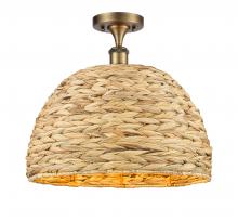 Innovations Lighting 516-1C-BB-RBD-16-NAT - Woven Rattan - 1 Light - 16 inch - Brushed Brass - Semi-Flush Mount