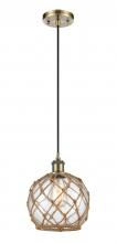 Innovations Lighting 516-1P-AB-G122-8RB - Farmhouse Rope - 1 Light - 8 inch - Antique Brass - Cord hung - Mini Pendant