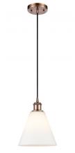 Innovations Lighting 516-1P-AC-GBC-81 - Berkshire - 1 Light - 8 inch - Antique Copper - Cord hung - Mini Pendant
