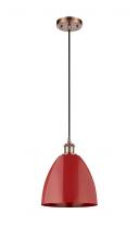 Innovations Lighting 516-1P-AC-MBD-9-RD - Plymouth - 1 Light - 9 inch - Antique Copper - Cord hung - Mini Pendant