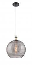 Innovations Lighting 516-1P-BAB-G1213-12SM - Athens Deco Swirl - 1 Light - 12 inch - Black Antique Brass - Cord hung - Mini Pendant