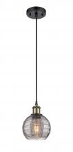 Innovations Lighting 516-1P-BAB-G1213-6SM - Athens Deco Swirl - 1 Light - 6 inch - Black Antique Brass - Cord hung - Mini Pendant