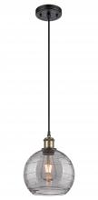 Innovations Lighting 516-1P-BAB-G1213-8SM - Athens Deco Swirl - 1 Light - 8 inch - Black Antique Brass - Cord hung - Mini Pendant