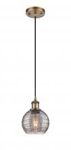 Innovations Lighting 516-1P-BB-G1213-6SM - Athens Deco Swirl - 1 Light - 6 inch - Brushed Brass - Cord hung - Mini Pendant