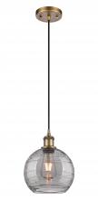 Innovations Lighting 516-1P-BB-G1213-8SM - Athens Deco Swirl - 1 Light - 8 inch - Brushed Brass - Cord hung - Mini Pendant