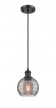 Innovations Lighting 516-1P-BK-G1213-6SM - Athens Deco Swirl - 1 Light - 6 inch - Matte Black - Cord hung - Mini Pendant