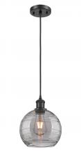 Innovations Lighting 516-1P-BK-G1213-8SM - Athens Deco Swirl - 1 Light - 8 inch - Matte Black - Cord hung - Mini Pendant