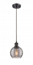 Innovations Lighting 516-1P-OB-G1213-6SM - Athens Deco Swirl - 1 Light - 6 inch - Oil Rubbed Bronze - Cord hung - Mini Pendant