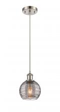 Innovations Lighting 516-1P-SN-G1213-6SM - Athens Deco Swirl - 1 Light - 6 inch - Brushed Satin Nickel - Cord hung - Mini Pendant