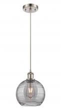 Innovations Lighting 516-1P-SN-G1213-8SM - Athens Deco Swirl - 1 Light - 8 inch - Brushed Satin Nickel - Cord hung - Mini Pendant