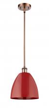 Innovations Lighting 516-1S-AC-MBD-9-RD-LED - Plymouth - 1 Light - 9 inch - Antique Copper - Pendant