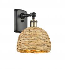 Innovations Lighting 516-1W-BAB-RBD-8-NAT - Woven Rattan - 1 Light - 8 inch - Black Antique Brass - Sconce