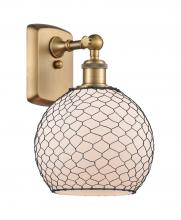 Innovations Lighting 516-1W-BB-G121-8CBK - Farmhouse Chicken Wire - 1 Light - 8 inch - Brushed Brass - Sconce