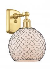 Innovations Lighting 516-1W-SG-G121-8CBK - Farmhouse Chicken Wire - 1 Light - 8 inch - Satin Gold - Sconce