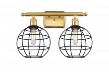 Innovations Lighting 516-2W-SG-CE-8-BK - Lake Placid - 2 Light - 18 inch - Satin Gold - Bath Vanity Light