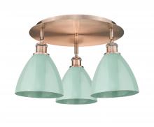 Innovations Lighting 516-3C-AC-MBD-75-SF - Plymouth - 3 Light - 19 inch - Antique Copper - Flush Mount