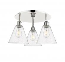 Innovations Lighting 516-3C-PN-GBC-84 - Berkshire - 3 Light - 20 inch - Polished Nickel - Flush Mount